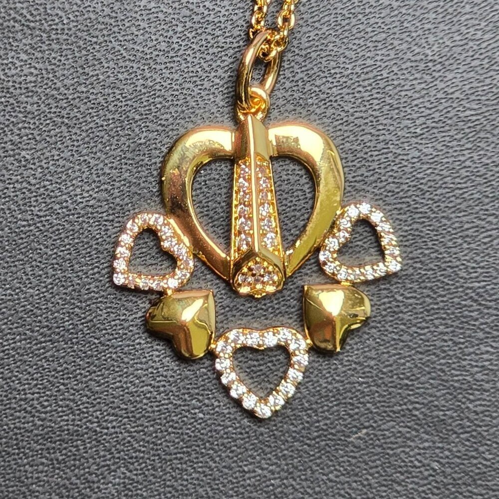 Unique Gold Multi-Heart Pendant Necklace - Picture 2 of 5